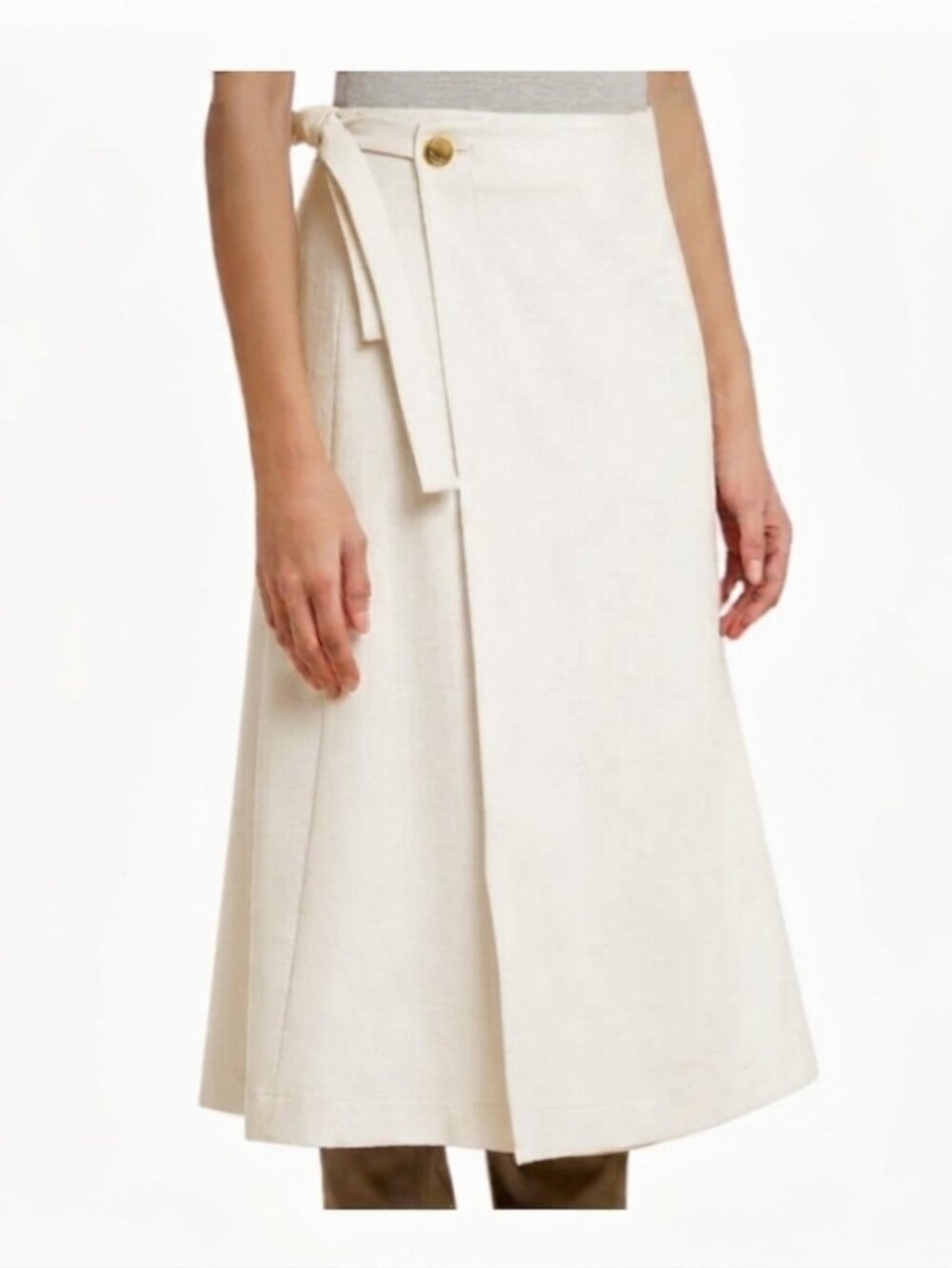 Liviana Conti Wrap Skirt Ivory Tie Waist Elegant A-Line Women Size 40 NWT